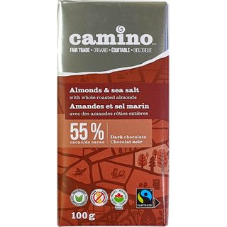 CAMINO 55% DARK CHOCOLATE BAR ALMOND & SEA SALT 100G CTN12
