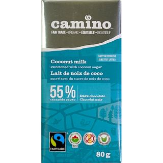CAMINO 55% DARK CHOCOLATE BAR COCONUT MILK 80G CTN14