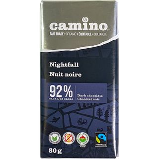 CAMINO 92% DARK CHOCOLATE BAR NIGHTFALL 80G CTN14