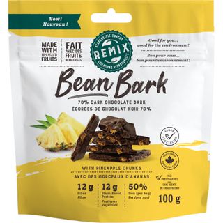 REMIX SNACKS BEAN BARK DARK CHOC PINEAPPLE 100G