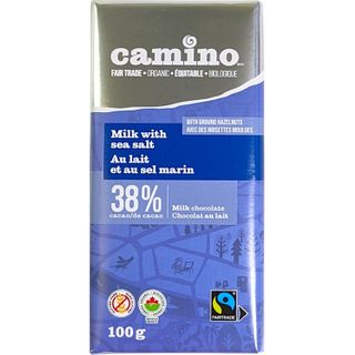 CAMINO 38% MILK CHOCOLATE BAR WITH MILK & SEA SALT 100G CTN12