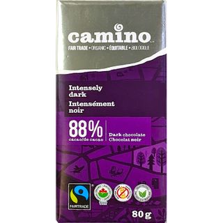 CAMINO 88% DARK CHOCOLATE BAR INTENSELY DARK 80G CTN14