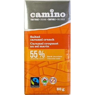 CAMINO 55% DARK CHOCOLATE BAR SALTED CRML CRUNCH 80G CTN14