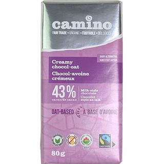 CAMINO MILK CHOC OAT-BASED CREAMY 43% COCOA 80G CTN14