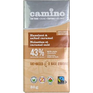 CAMINO MILK CHOC OAT-BASED HZLNT SLTD CML 43% COCOA 80G CTN14