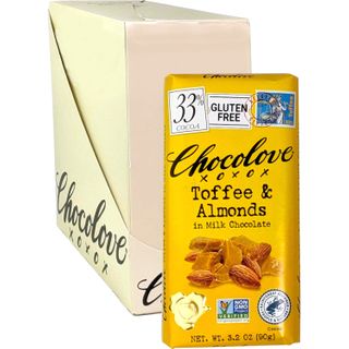 CHOCOLOVE MILK CHOCOLATE TOFE ALMND 90G CTN12