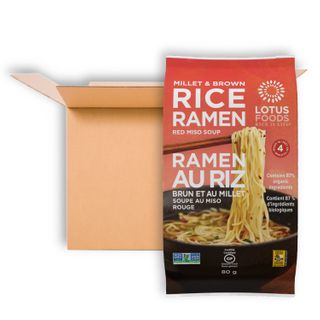 LOTUS FOODS RICE RAMEN MILLET & BROWN W/RED MISO SOUP 80G CTN10