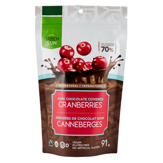 GREEN SUN DARK CHOCO COVERED CRANBERRIES 91G