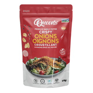 QUEENS PREMIUM SPICY GARLIC PEPPER CRISPY ONIONS 175G