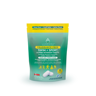 LUMEHRA FRG-FREE SWIM SPORT LAUNDRY DETERGENT TABLET TRAVEL SIZE 10CT
