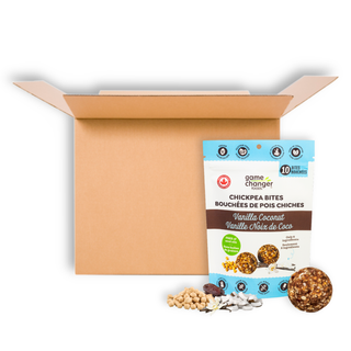 GAME CHANGER FOODS CHICKPEA BITES VANILLA COCONUT 140G CS6