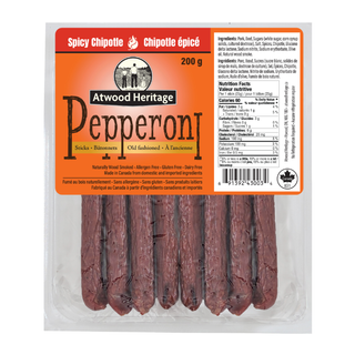 ATWOOD HERITAGE PEPPERONI STICKS SPICY CHIPOTLE 200G