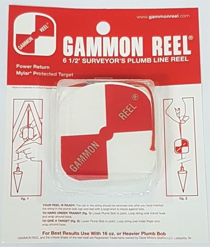 12 Foot HiViz Gammon Reel for construction plumb bob line reel #012B