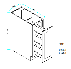 Base Spice Rack Cabinet 6"WX24"DX34.5"H