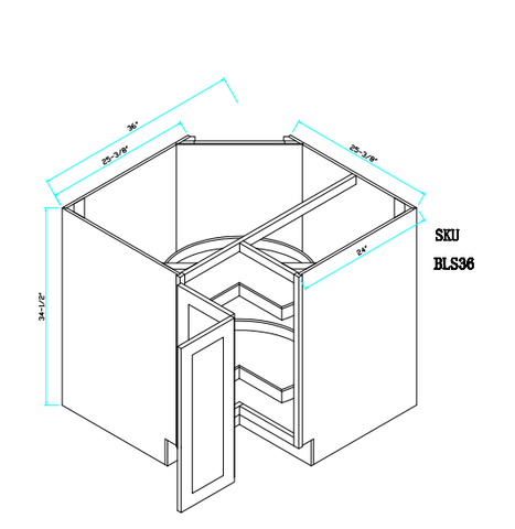 Base Cabinet Lazy Susan 36"X36'X34.5"