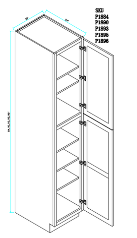 Tall Pantry Cabinet 18"WX24"DX90"H