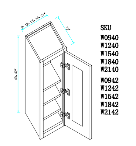 Wall Cabinet 18"WX12"DX42"H