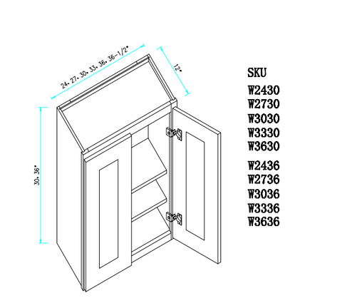 Wall Cabinet 24"WX12"DX36"H