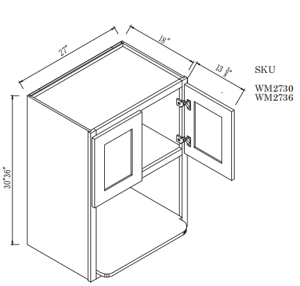 Wall Microwave Cabinet 27"Wx18"DX36"H 22"D Shelf