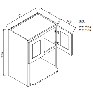 Wall Microwave Cabinet 27"Wx18"DX30"H 22'D Shelf