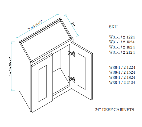 Wall Cabinet 33"W X24"DX18"H