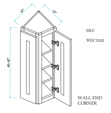 Wall End Cabinet 12"WX12"DX42"H