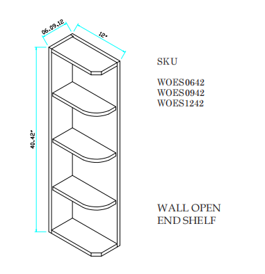 Wall Open End Shelf 6"WX12"DX42"H