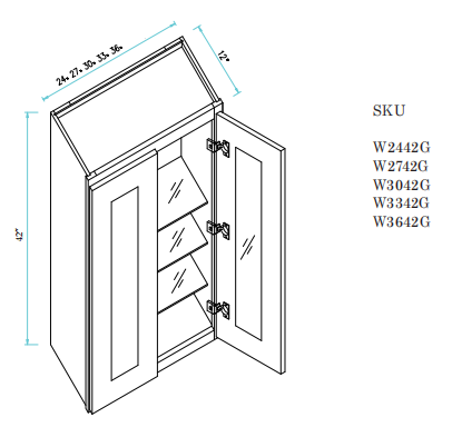 Wall Cabinet with Glass Door 33"WX12"DX42"H