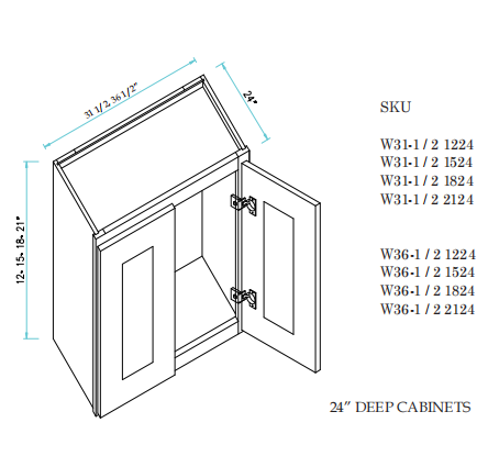 Wall Cabinet 36.5"WX24"DX15"H