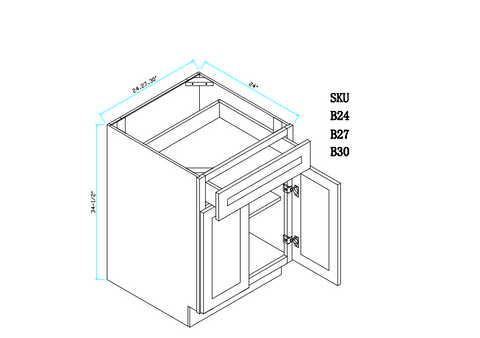 Base Cabinet 30"WX24"DX34.5"H