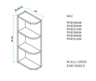 Wall Open End Shelf 6"WX12"DX36"H
