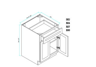 Base Cabinet 24"WX24"DX34.5"H