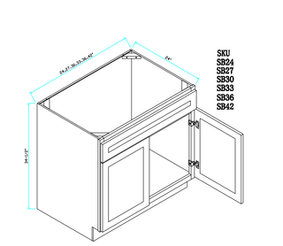Sink Base Cabinet 30"WX24"DX34.5"H