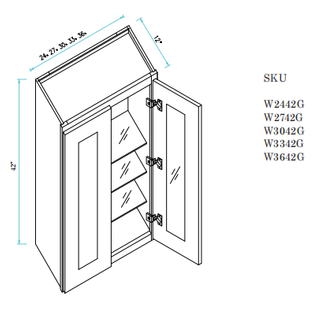 Wall Cabinet with Glass Door 30"WX12"DX42"H