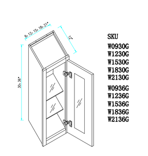 Wall Cabinet with Glass Door 18"WX12"DX30"H