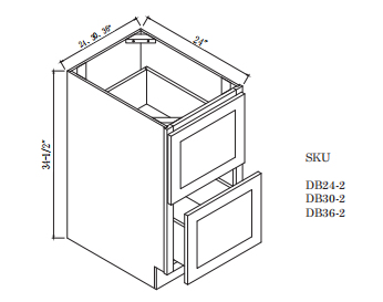 Base Two Drawers Cabinet 30"WX24"DX34.5"H