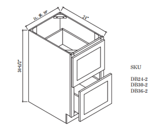 Base Two Drawers Cabinet 30"WX24"DX34.5"H