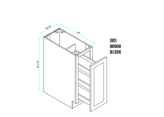 Unfinished Base Spice Rack Cabinet 12"WX24"DX34.5"H