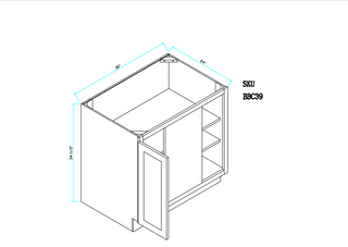 Unfinished Base Blind Corner Cabinet 12" Full Door