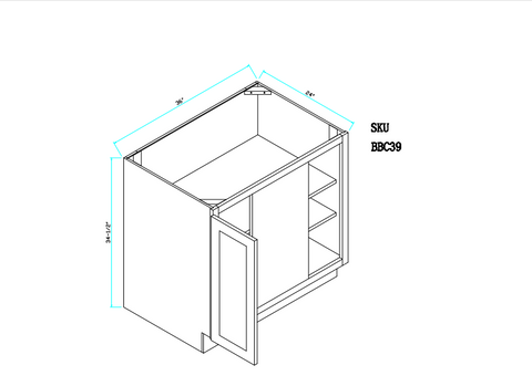 Unfinished Base Blind Corner Cabinet 12" Full Door