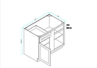 Unfinished Base Blind Corner Cabinet 21" One Door, One Drawer