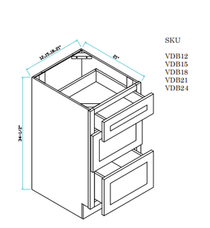 Vanity Draw Base Cabinet 12"WX21"DX34.5"H