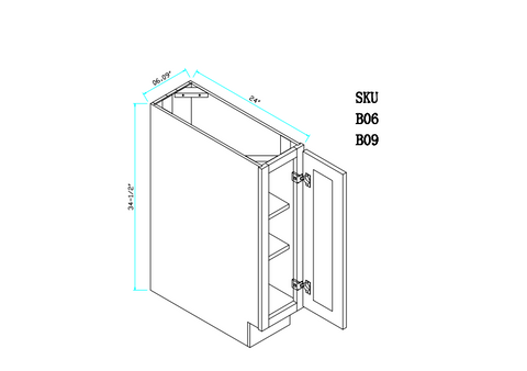 Base Cabinet 9"WX24"DX34.5"H