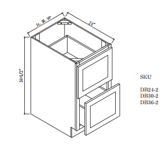 Base Two Drawers Cabinet 36"WX24"DX34.5"H