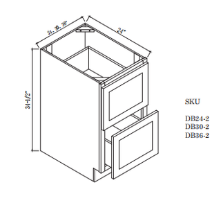 Base Two Drawers Cabinet 24"WX24"DX34.5"H
