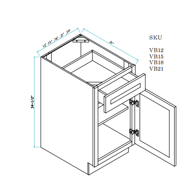 Vanity Base With Drawer 12"WX21"DX34.5"H