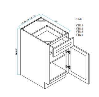 Vanity Base With Drawer 21"WX21"DX34.5"H