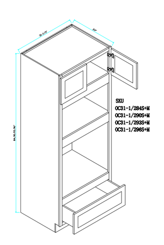 Single Oven Microwave Cabinet 31.5"WX24"DX84"H (Opening:30"WX42"H)