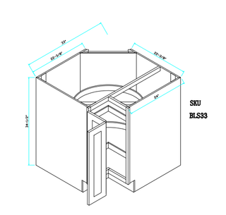 Base Cabinet Lazy Susan 33"X33'X34.5"