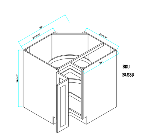 Base Cabinet Lazy Susan 33"X33'X34.5"